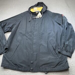 Vintage Nautica Jacket Mens XXL Blue Yellow Hooded Windbreaker Sailing Nautical